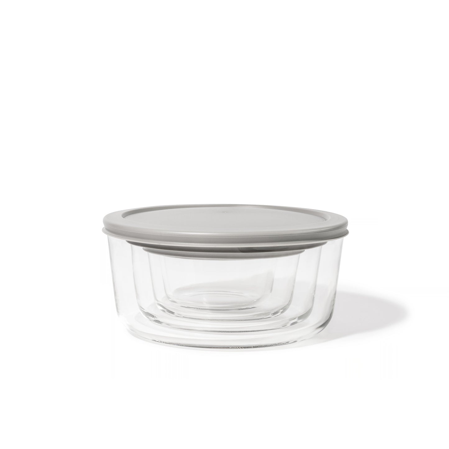 Glass Food Storage Containers - 8 Piece (4 Containers + 4 Lids) Round Nesting Space-Saving Set